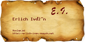 Erlich Iván névjegykártya