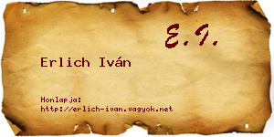 Erlich Iván névjegykártya